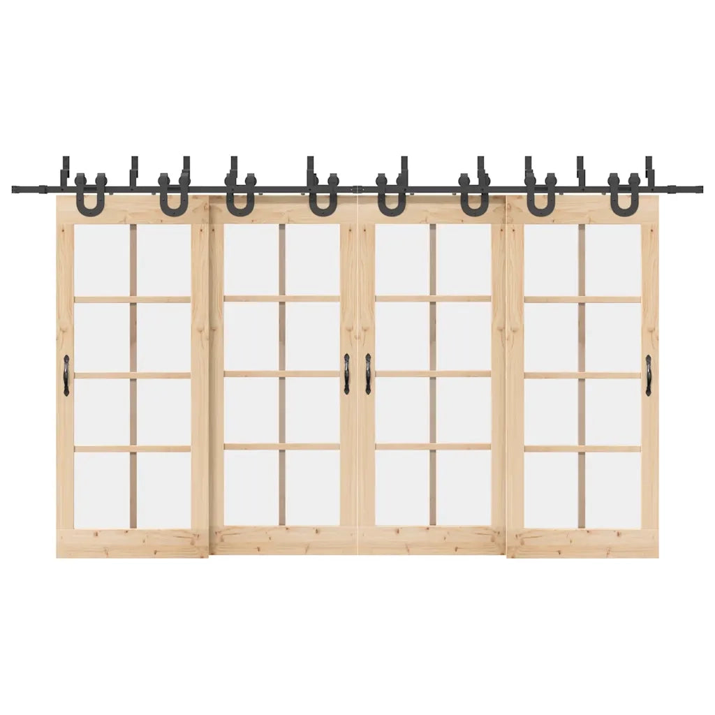 vidaXL Kit di Binari per Porte Scorrevoli 400 cm Acciaio Nero
