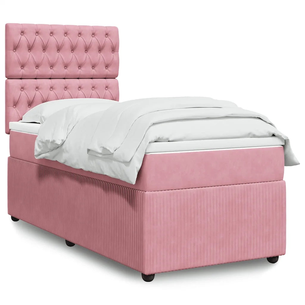Giroletto a Molle con Materasso Rosa 100x200 cm in Velluto 3292273