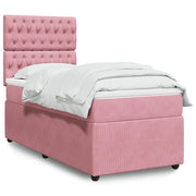 Giroletto a Molle con Materasso Rosa 100x200 cm in Velluto 3292273