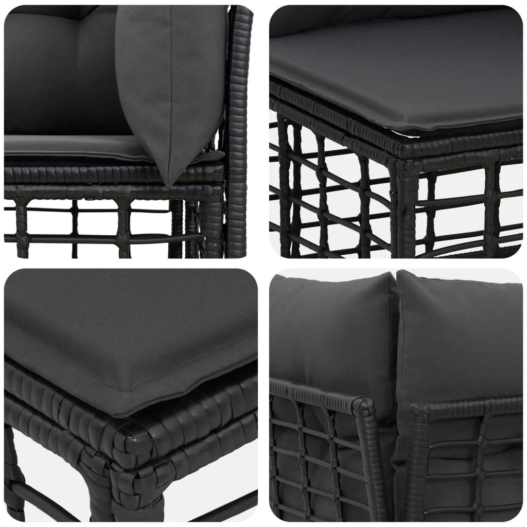 Set di divani da esterno Nero e Grigio scuro Poliestere 3437569