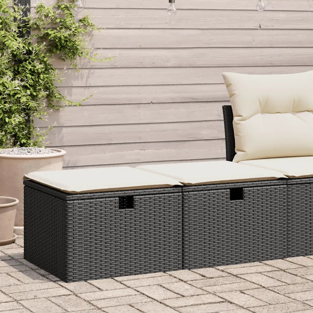 Set Divani da Giardino con Cuscini 2 pz Nero Polyrattan Acacia 3328669