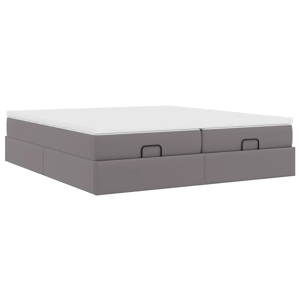 Struttura Letto Pouf con Materassi Grigio 160x200 cm Similpelle 3311222