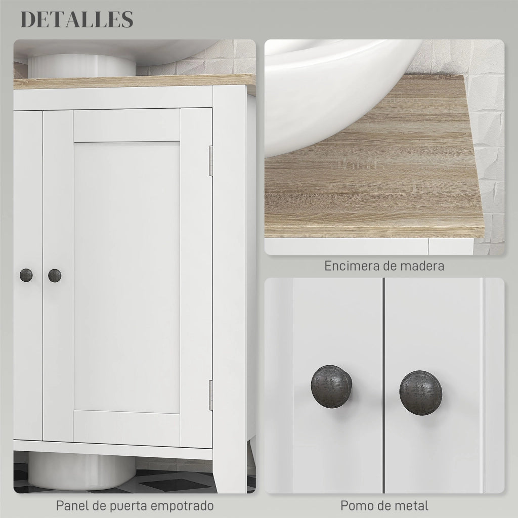 Mobile Sottolavabo con 2 Ante e Ripiano Regolabile ¨C Minimal ¨C 60x30x60 cm Bianco