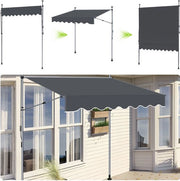 Ombrellone in Tessuto Antracite - 400cm - Protezione UV e Acqua per Balcone, Terrazza e Giardino - Regolabile