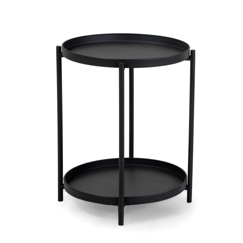 Tavolino Metallo Hiro Antracite Tondo 2piani Cm ø40h50