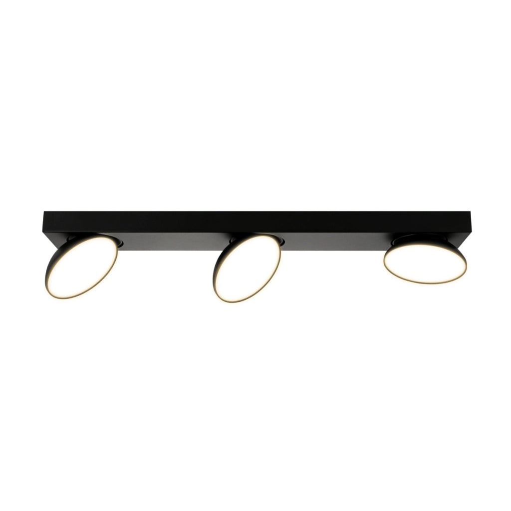 Faretto soffitto moderno 3 luci nero orientabile LED 15W