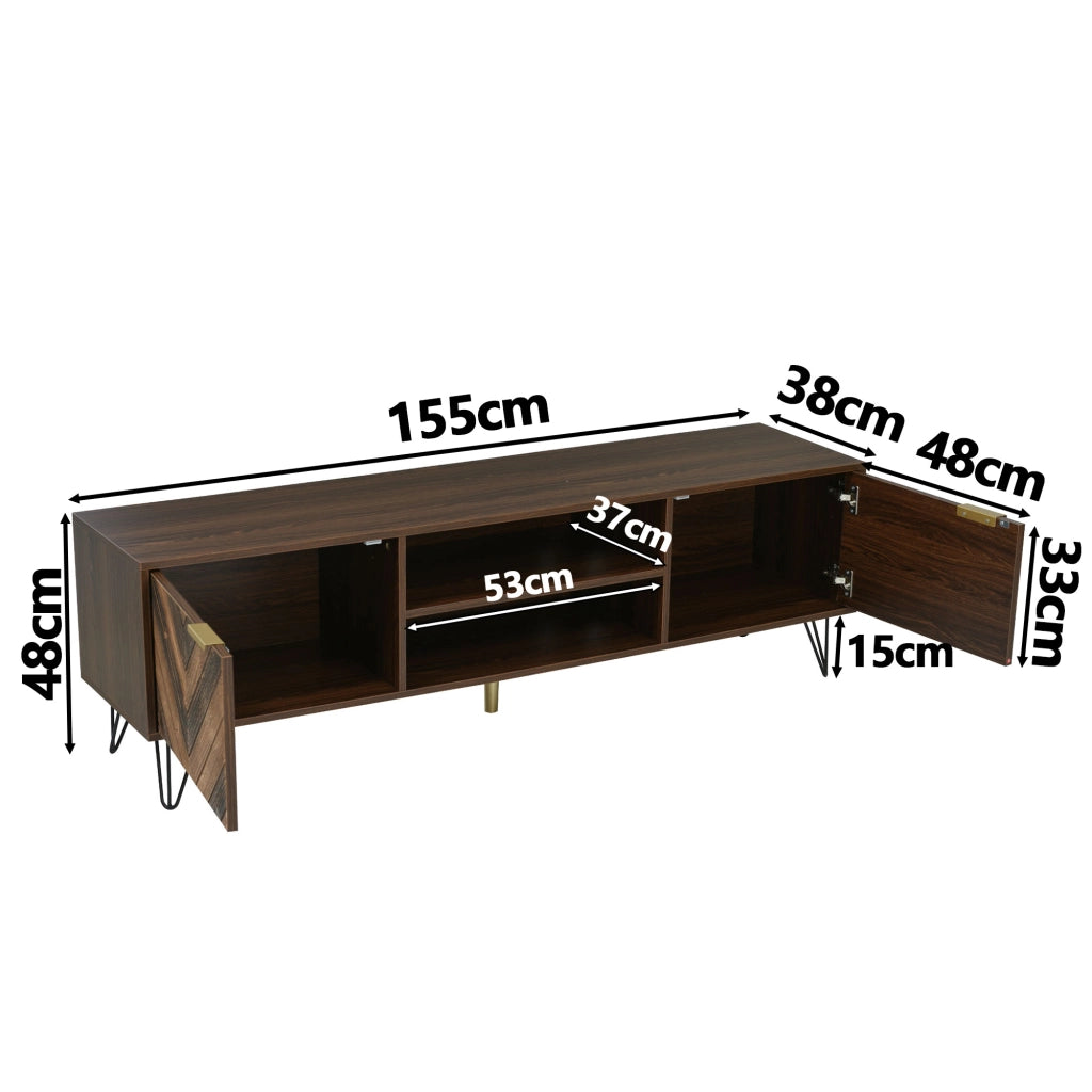 Cassettiera per TV Natural; truciolare; lunghezza 155 cm
