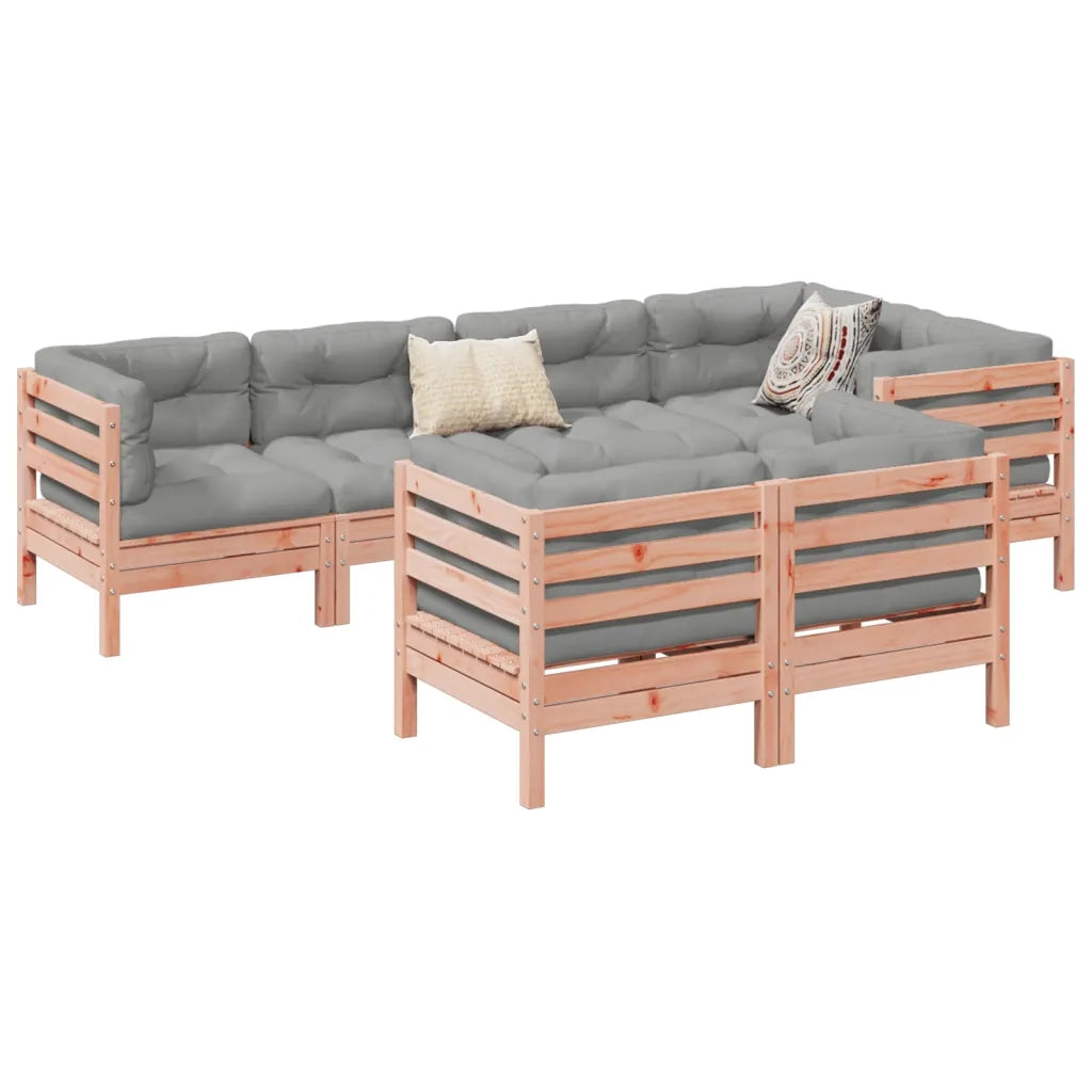 Set Divani Giardino 7 pz Cuscini Legno Massello Abete Douglas