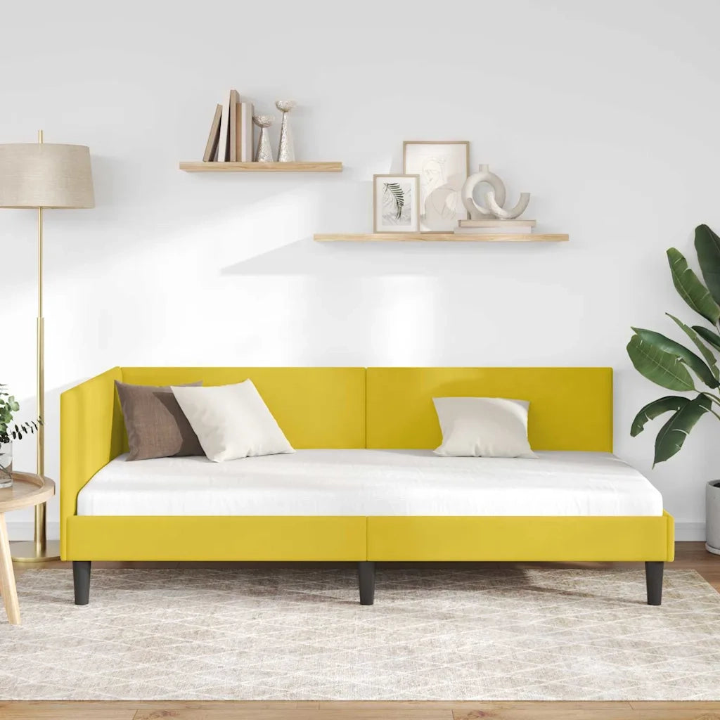 Cornice del letto ad angolo Giallo 80 cm x 200 cm Velluto 42016212