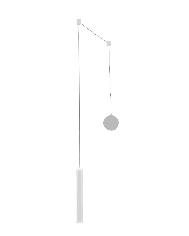 Lampada a sospensione decentrata Prado bianco opaco - Fabas Luce - LED 6,5W dimmerabile - Montaggio con decentramento