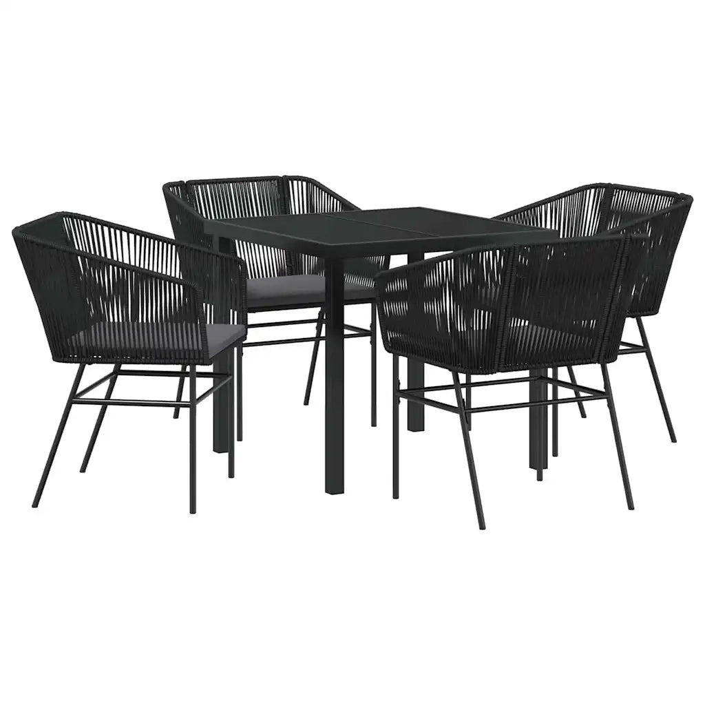 Set da Pranzo per Giardino con cuscino 5 pcs Nero