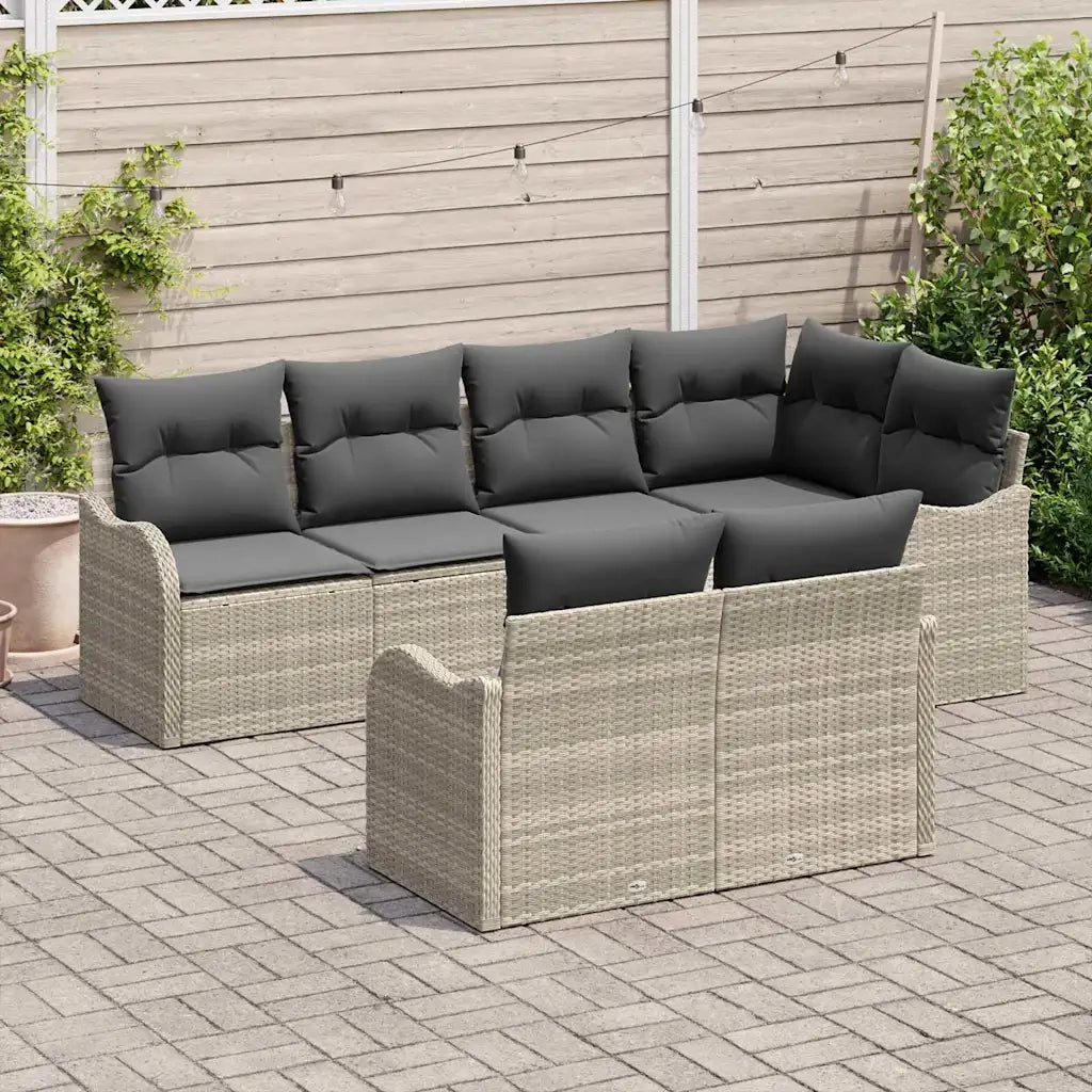 Set Divano da Giardino Grigio chiaro polyrattan