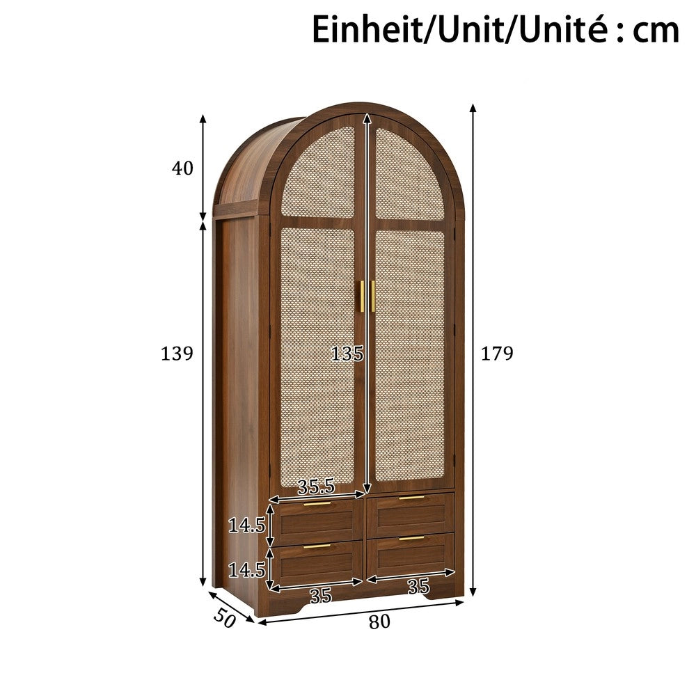 Armadio con Ante Curve e Cassetti ¨C MINIMAL ¨C Guardaroba con Appendiabiti