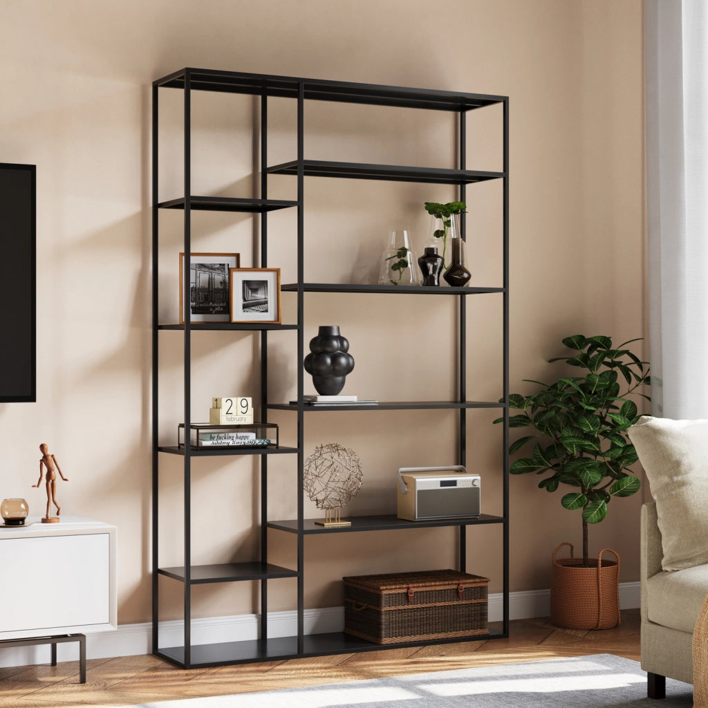 ELISABETH, libreria in metallo nero alta 189 cm