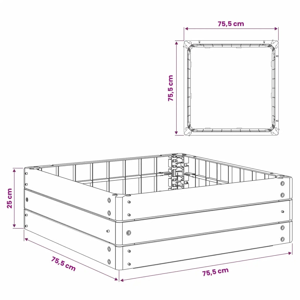 Letto Rialzato Nero 75,5 x 75,5 x 25 cm PP 42033404