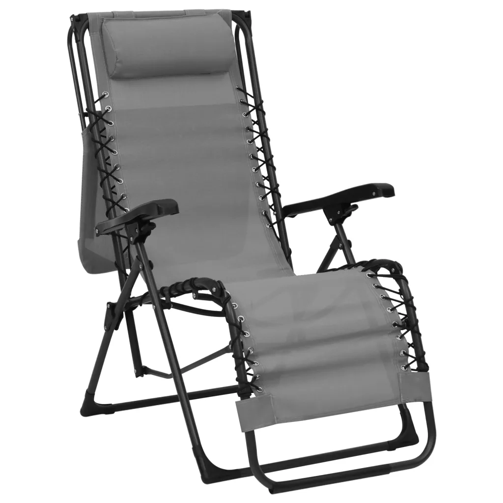 Sdraio Pieghevole in Textilene Grigia 312466