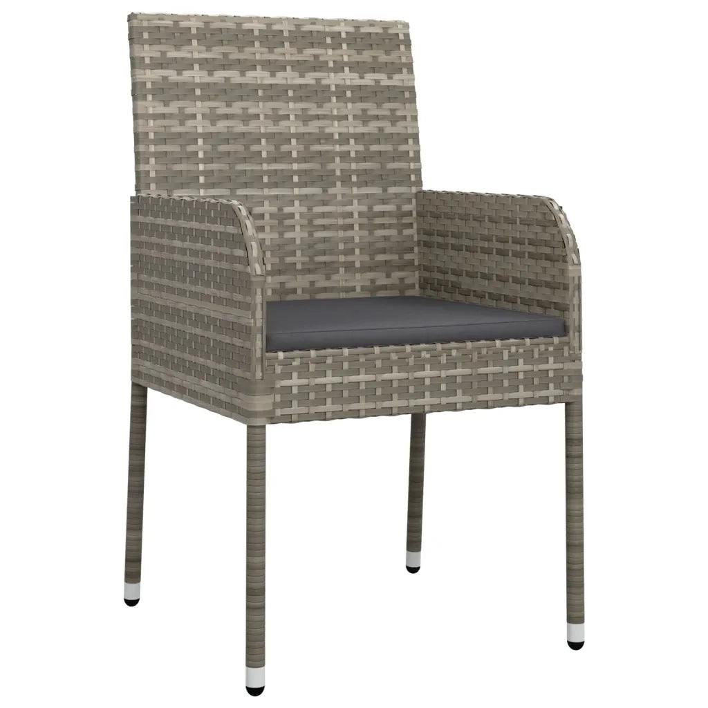 Set Salotto Giardino 3 pz | Set di Mobili da Esterno con Cuscini Nero e Grigio Polyrattan