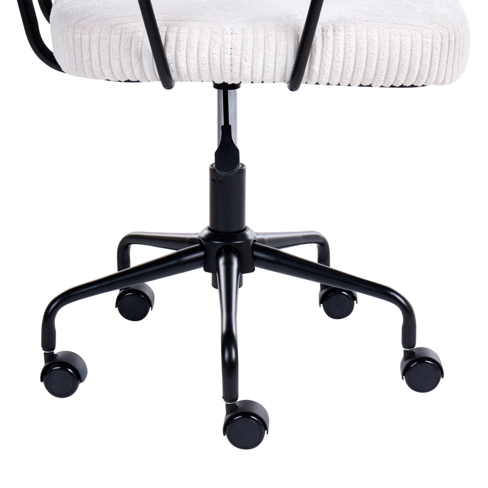Sedia da ufficio tradizionale in velluto a coste girevole regolabile bianco sporco stile moderno home office