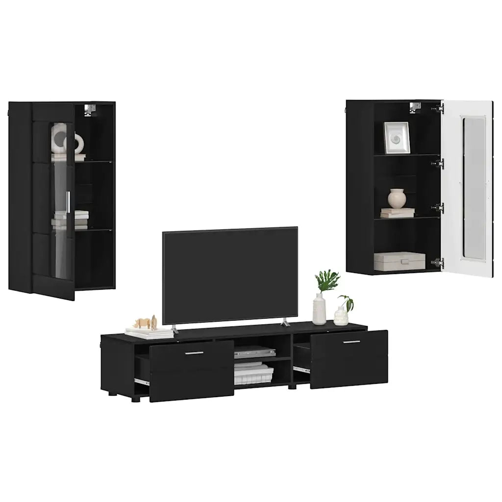 Set mobile TV con cassetto FLORIN Nero Legno multistrato