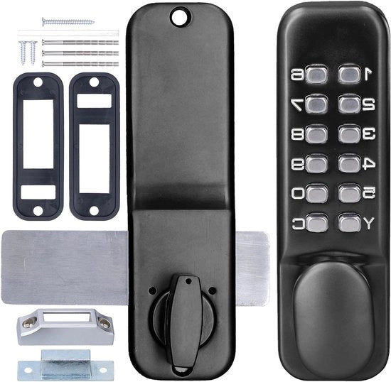 Combinazione a meccanismo - Chiusura di sicurezza per porte - Antifurto tastierino per porte - Blocco digitale per porte nero - Deadbolt chiusura a meccanismo - Accesso senza chiave per uso interno ed esterno