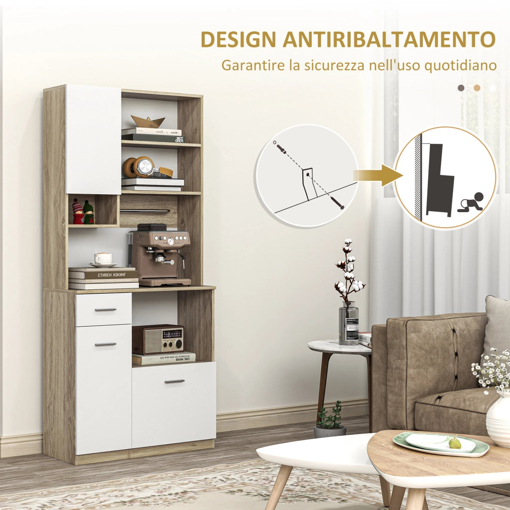 Armadio Dispensa con Cassetto e Ripiani ¨C Minimal ¨C Bianco 80x35x180 cm