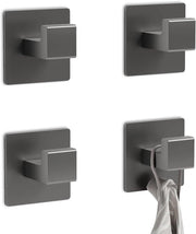 Hanger da asciugamano autoadesivo - 4 pezzi, Spiedini per parete grigi con design quadrato