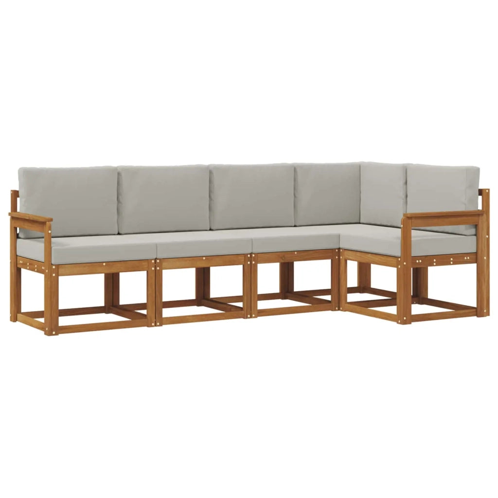 Set di divani da esterno 5 pcs Grigio Naturale e Chiaro 3366384