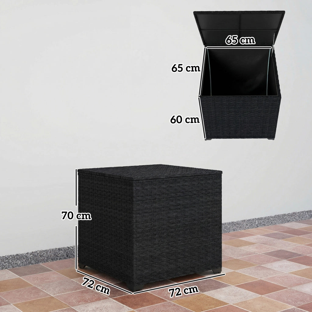 Cassa per esterno in rattan 253L con cerniera e telaio in acciaio nero ¨C Minimal ¨C nero