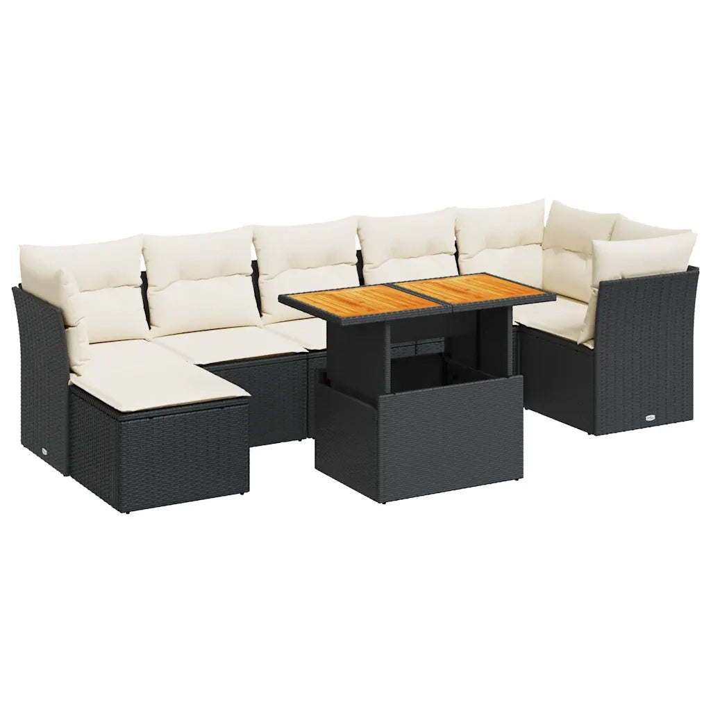 Set Divani da Giardino con Cuscini 8 pz Nero in Polyrattan 3326954