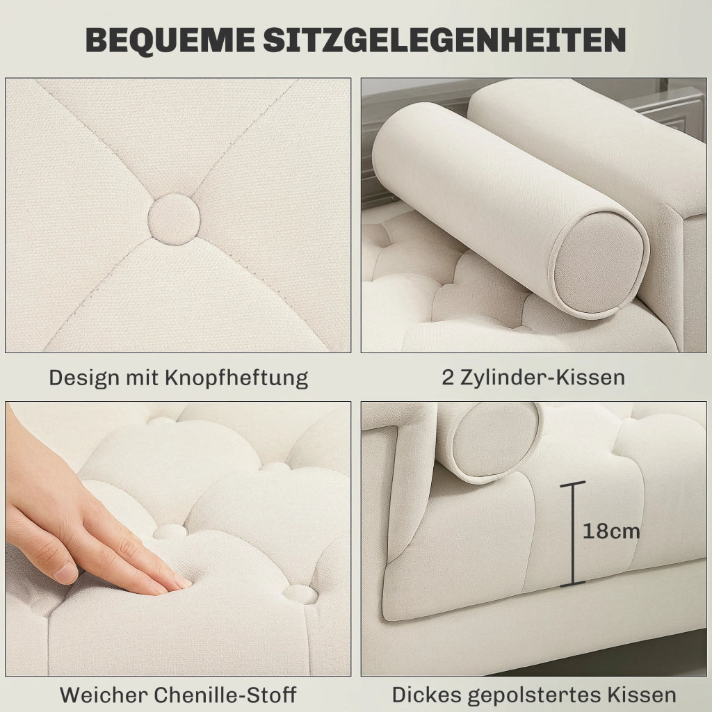 Divano 2 posti imbottito ¨C Minimal ¨C Beige 115x44x58