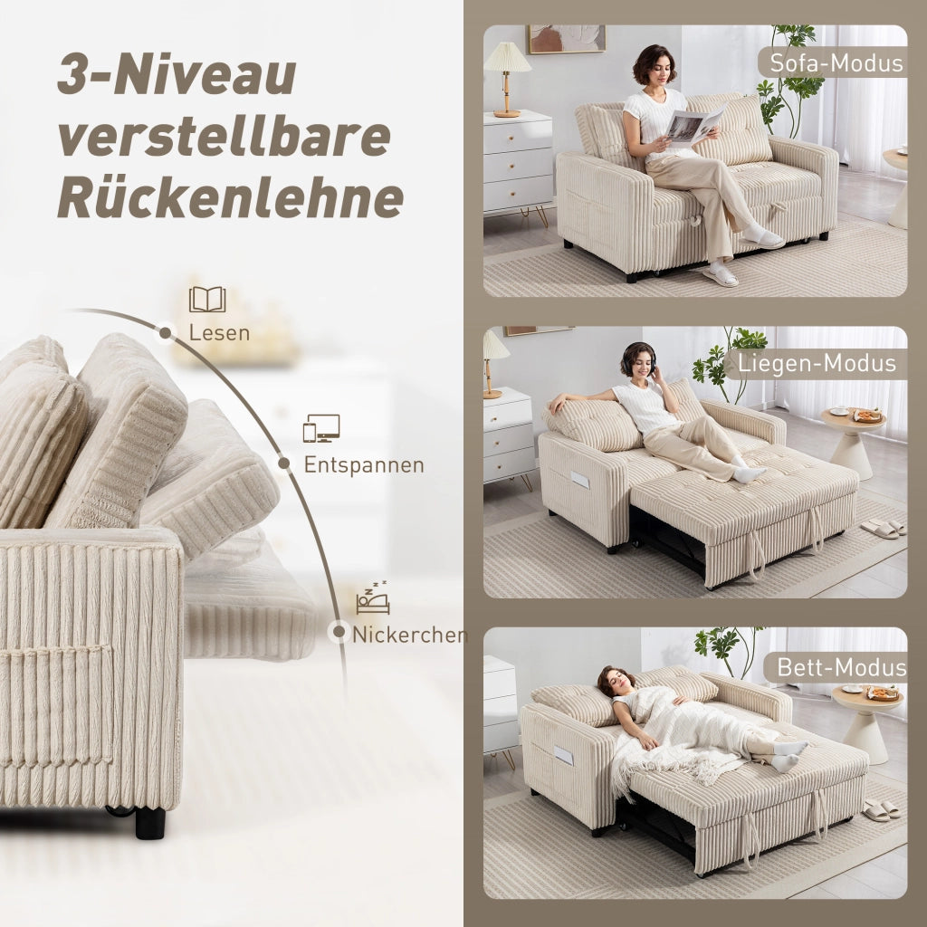 Divano letto imbottito ¨C Minimal ¨C 157x190 cm, crema