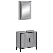 Set Mobili da Bagno | Armadio da bagno 2 pz Grigio Sonoma in Legno Multistrato