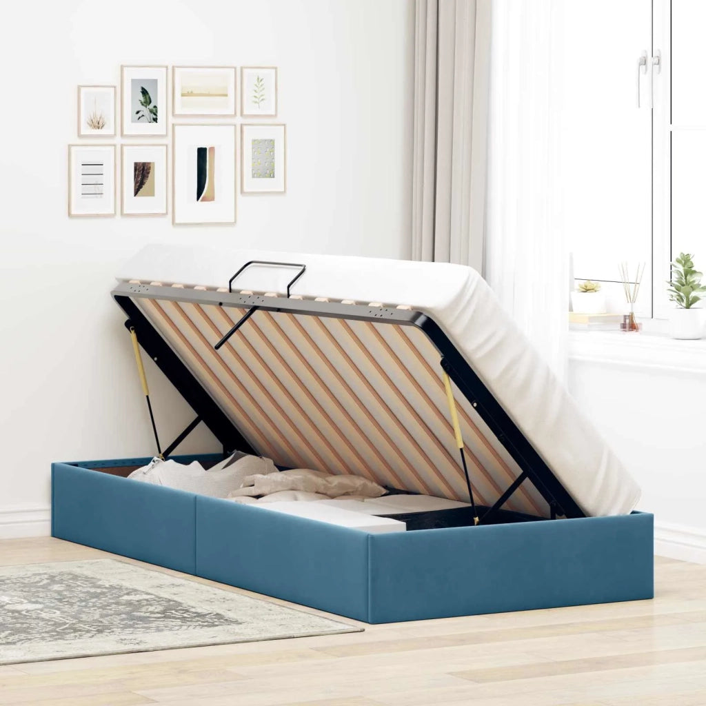 Letto ottomano con archiviazione Blu Scuro 100 x 200 cm Velluto 3442866