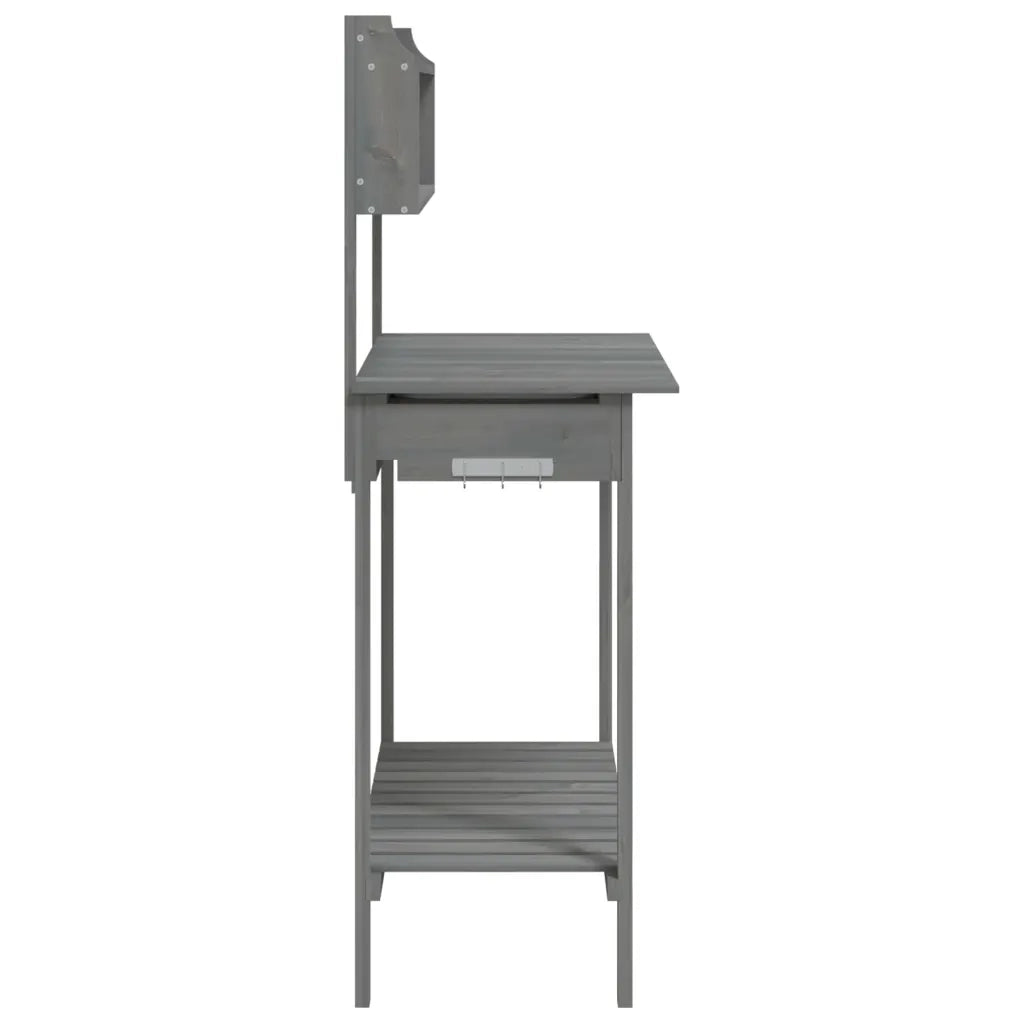 Tavolo da giardinaggio con lavello in legno massello di abete per giardino 147,5 x 44 x 139,5 cm pratico moderno grigio 02_0046209