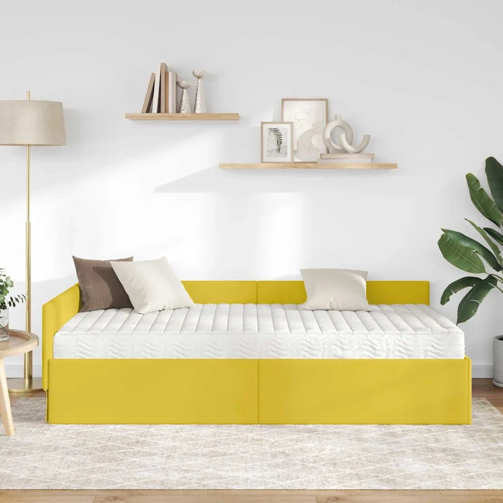 Struttura Letto Angolare con Materasso 2 pcs Giallo Velluto 3393650