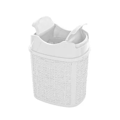 Cestino spazzatura in plastica bianca con doppio coperchio basculante 5 lt