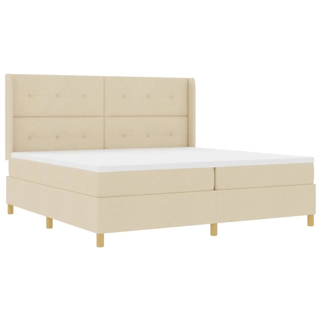 Letto a molle con strisce LED Crema 200 x 200 cm Tessuto 3343719