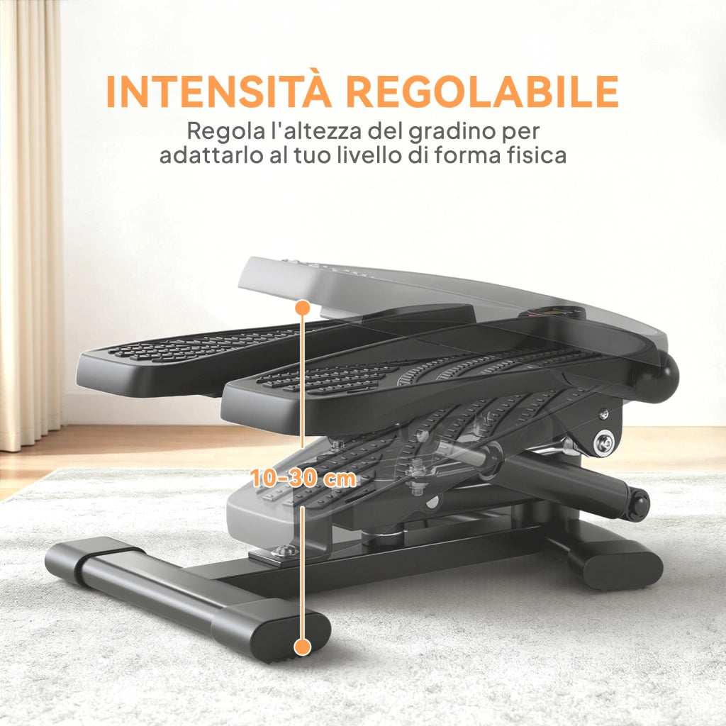 Stepper Twister 2 in 1 con Monitor LCD Pedali Grandi e Antiscivolo Capacità 100 kg Nero
