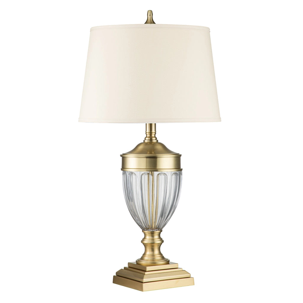 Lampada tavolo Dennison ottone crema E27 60W Quoizel
