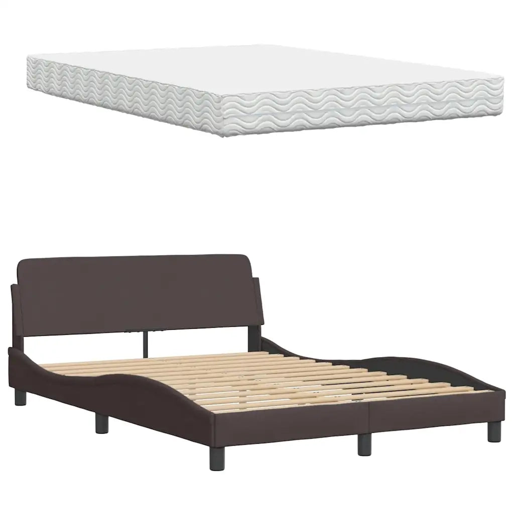 Letto con Materasso Marrone Scuro 120x200cm Tessuto 3310730