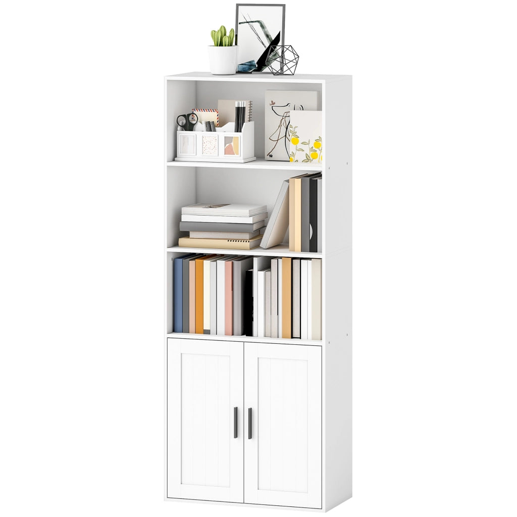 Libreria con ripiani aperti e armadietto 2 ante ¨C Minimal ¨C Bianco 60x30x145.5 cm