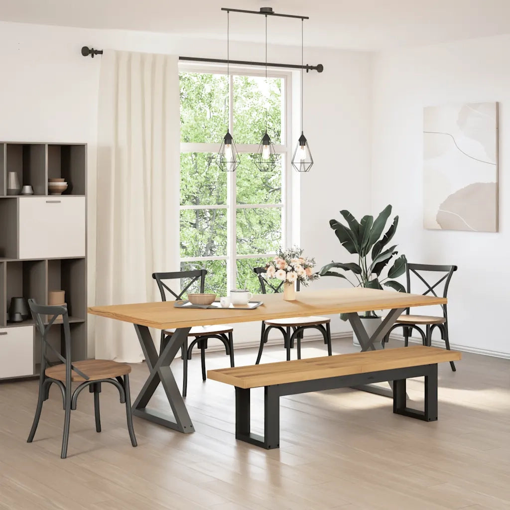 Panca Pranzo NOAIN Gambe a Forma U 180x40x45 cm Legno Massello CFW2100534