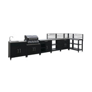 Modulo cucina da esterno con barbecue a gas a 4 bruciatori, 7 moduli,