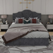 Letto imbottito con cassone - Xylo - 140x200 - Grigio - Alto