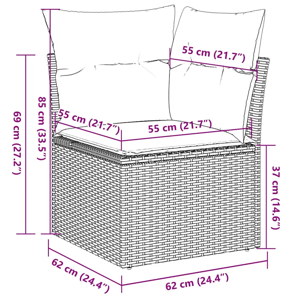 Set Divano da Giardino 5 pz | Set Salotto da Giardino con Cuscini Marrone in Polyrattan