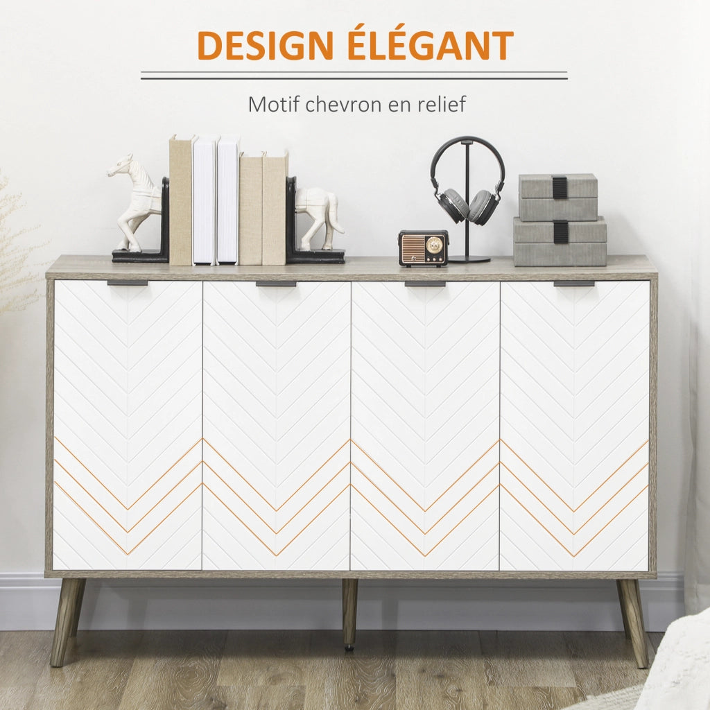 Credenza Buffet 4 Ante ¨C Xylo ¨C Bianco e Grigio 120x35x77cm