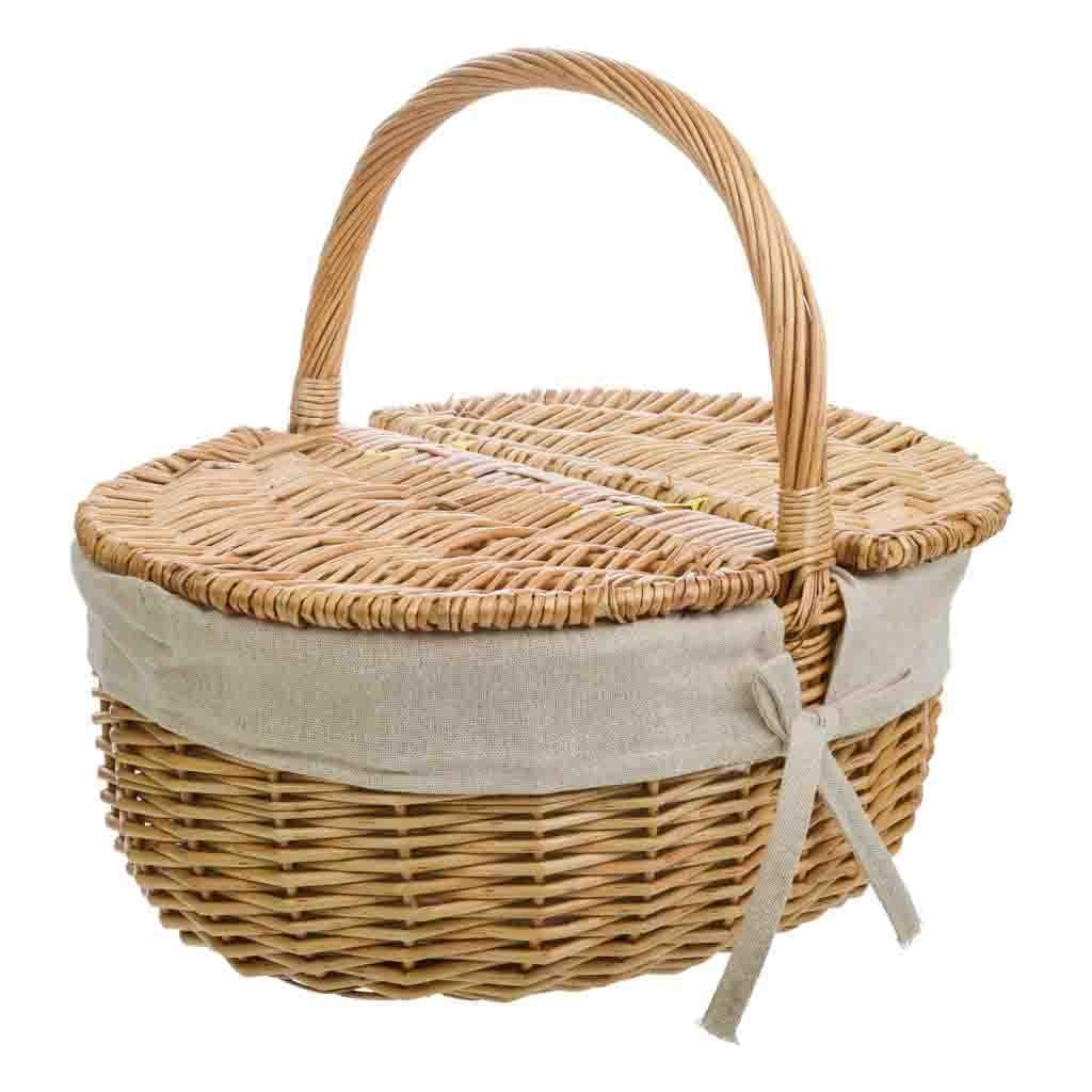 Cesto vimini marrone foderato 35x28x14,5/31h cm