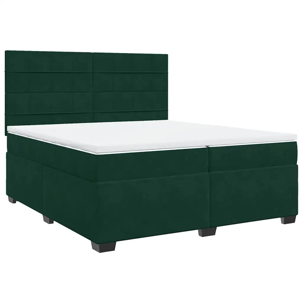Giroletto a Molle con Materasso Verde Scuro 200x200 cm Velluto 3291005