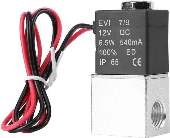 Valvola magnetica pneumatica 2 vie normale chiusa - Alluminio - 12V DC - Per aria, gas e liquido - Adatto a diverse applicazioni
