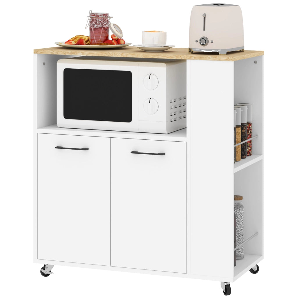 Carrello cucina con ruote ¨C Xylo ¨C piano lavoro ripiano regolabile 75x40x80cm bianco